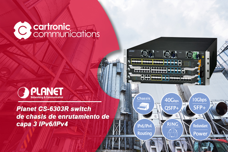Planet Networking CS-6303R, switch de chasis de enrutamiento de capa 3 IPv6/IPv4 