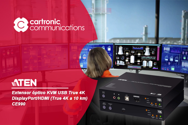 Extensor KVM ATEN CE990, conectividad de larga distancia y calidad 4K para entornos críticos